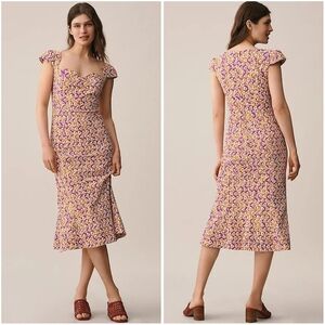 NWT Anthrpologie Maeve Cecily Fit & Flare Sweetheart Dress Dark Purple Large